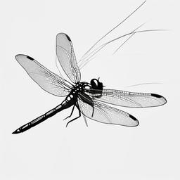 drawing of a dragonfly in flight  minimal rough sketch scribbles,doodles,black and white