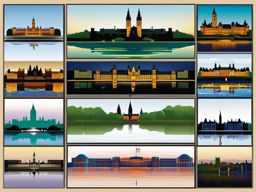 Ottawa clipart - Parliament Hill and Ottawa River,  color clipart, vector art