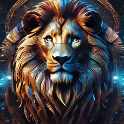 Lion Wallpaper - Futuristic Cybernetic Lion King  intricate patterns, splash art, wallpaper art