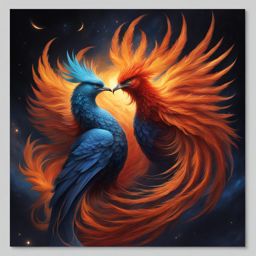 celestial phoenixes, born from the ashes of dying stars, their fiery plumage illuminating the cosmic night. 