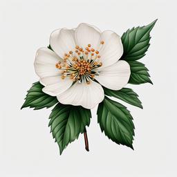 Hawthorn Flower Tattoo - Tattoo featuring the symbolic hawthorn flower, associated with hope.  simple color tattoo,minimalist,white background