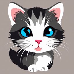 Kitten clipart - Barn kitten with bright eyes, ,vector color clipart,minimal