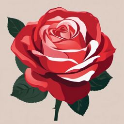 Rose Clip Art - A delicate red rose in full bloom,  color vector clipart, minimal style