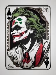 Card Joker Tattoo-Creative and stylish tattoo featuring the iconic Joker card, capturing a sense of playfulness and mischief.  simple color tattoo,white background