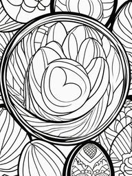 Easter Eggs Coloring Pages - Easter Eggs with a heart  simple coloring pages