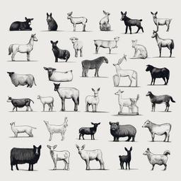 sketch of domestic animals  minimal rough sketch scribbles,doodles,black and white