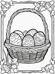 Easter Eggs Coloring Pages - Easter Eggs in a basket  simple coloring pages