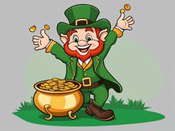 leprechaun clipart - a mischievous leprechaun with a pot of gold. 