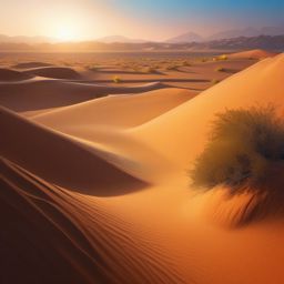 Vast dunes of desert, lonely desert oasis emerges, sanctuary of life and vitality in midst of endless arid sands. hyperrealistic, intricately detailed, color depth,splash art, concept art, mid shot, sharp focus, dramatic, 2/3 face angle, side light, colorful background
