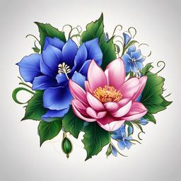 July Birth Tattoo Ideas-Exploring creative ideas for a July birth tattoo, capturing the essence of the month with symbols like larkspur, water lily, and positive energy.  simple vector color tattoo