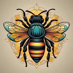 color bee tattoo  vector tattoo design