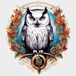 Hedwig tattoo, Tattoos featuring the beloved Harry Potter owl, Hedwig.  viviid colors, white background, tattoo design