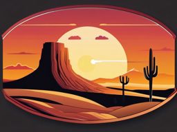 Sunset over the desert sticker, Serene , sticker vector art, minimalist design