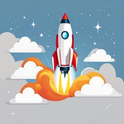 Rocket with a banner trailing behind clipart.  vector style illustration, white background