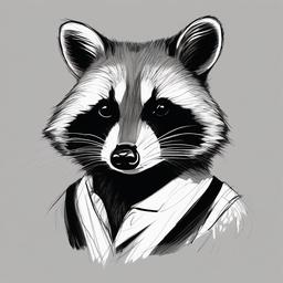 drawing of a raccoon  minimal rough scribbles,doodles,black and white