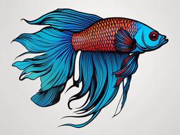 Betta Tattoo-Bold and dynamic tattoo featuring a Betta fish, capturing the vibrant and majestic appearance of this unique fish.  simple color vector tattoo