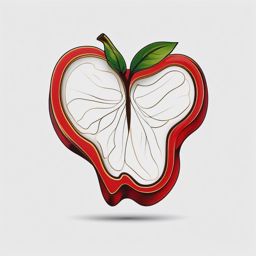 Abstract apple core tattoo. Symbol of resilience.  color tattoo minimalist white background