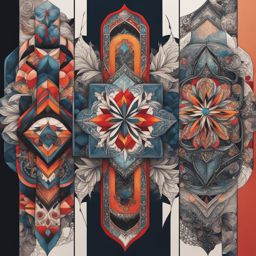 patchwork-style tattoo designs with a mix of different elements and styles. 