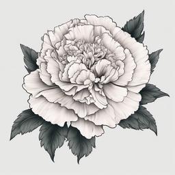 Delicate Carnation Tattoo,Delicate and refined look in a carnation tattoo, showcasing the elegance and beauty of this timeless bloom.  simple color tattoo,minimal vector art,white background