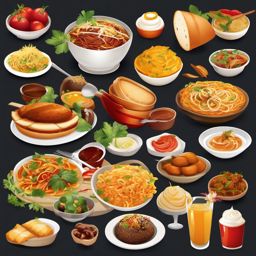 Food Clipart, A delectable spread of diverse cuisines. 