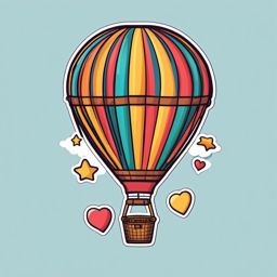 Romantic Hot Air Balloon Ride Emoji Sticker - Soaring in the skies of love, , sticker vector art, minimalist design