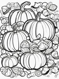 Pumpkin with Candy Coloring Pages - Halloween Candy Overflowing from a Pumpkin  minimal black outline printable sheet, coloring page