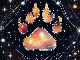 Cat paw with cosmic constellations: Celestial alignment enhancing feline elegance.  color tattoo style, white background