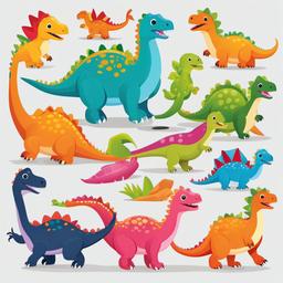 Dino Clipart,Playful and vibrant dinosaurs  vector clipart