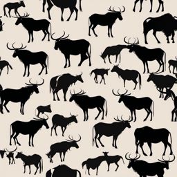 Wildebeest clipart - Large herbivore known for migration, ,vector color clipart,minimal