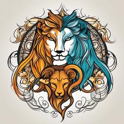 gemini and leo tattoos combined  simple vector color tattoo