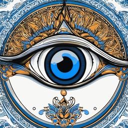 blue evil eye tattoo  simple vector color tattoo