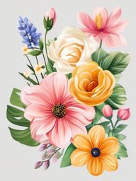 Flower Clipart, Beautiful blooming flowers in spring. 