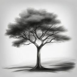 pencil drawing of a tree  minimal rough sketch scribbles,doodles,black and white