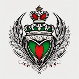 claddagh tattoo traditional  simple color tattoo,minimal,white background