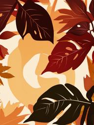 Autumn Leaf clipart - leaf silhouette against a sunset  