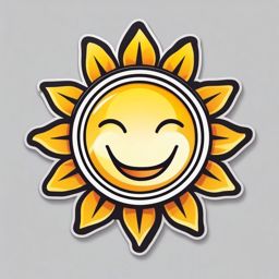 Sun Sticker - Smiling sun icon, ,vector color sticker art,minimal