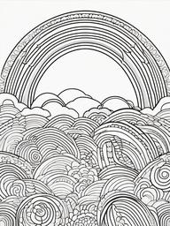 Rainbow Coloring Page - Rainbow with intricate detailing for adults.  easy,simple,minimal,coloring pages,black and white outline