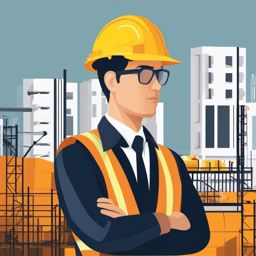 Construction Manager clipart - A construction site manager., ,vector color clipart,minimal