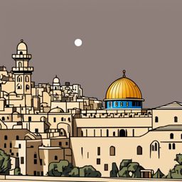 Jerusalem clipart - Western Wall and Dome of the Rock in Israel, ,color clipart vector style