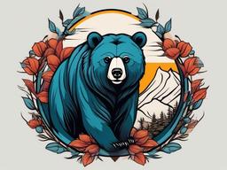 bear and bear cub tattoo  simple vector color tattoo