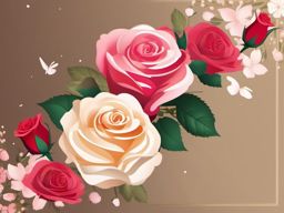 Rose Clipart,Designing a romantic greeting card  simple, 2d flat