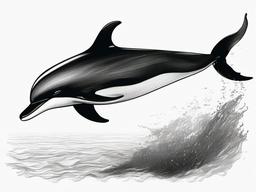 drawing of a dolphin under the sea  minimal rough sketch scribbles,doodles,black and white