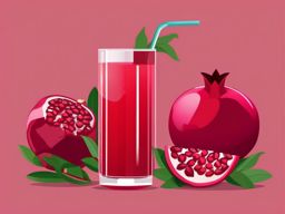 Pomegranate and Pomegranate Juice Clipart - A ripe pomegranate and a glass of pomegranate juice.  color vector clipart, minimal style