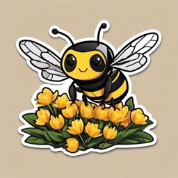 Happy Bumblebee sticker- Buzzing with Cuteness, , color sticker vector art