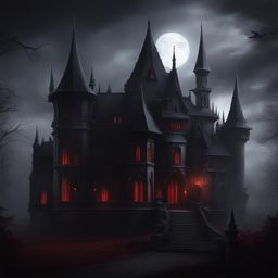vampire's gothic castle - paint a gothic castle inhabited by a vampire lord, surrounded by a foreboding atmosphere. 