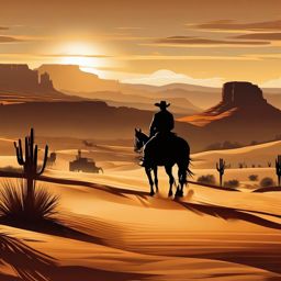 Western Wallpapers - Wild West Desert Landscape and Cowboy  intricate patterns, splash art, wallpaper art