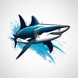 Porbeagle Shark tattoo,Sleek and powerful, a Porbeagle Shark in a tattoo that celebrates its oceanic prowess.  color tattoo style, minimalist, white background