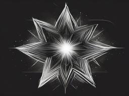 drawing of a star with a mystical aura  minimal rough sketch scribbles,doodles,black and white