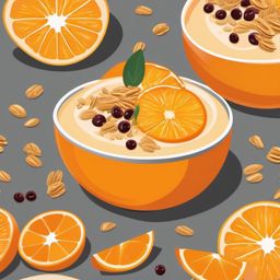 Orange Smoothie Bowl Clipart - A smoothie bowl with oranges and granola topping.  color vector clipart, minimal style