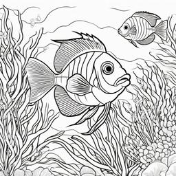 Tropical fish swimming in a coral reef  simple coloring pages